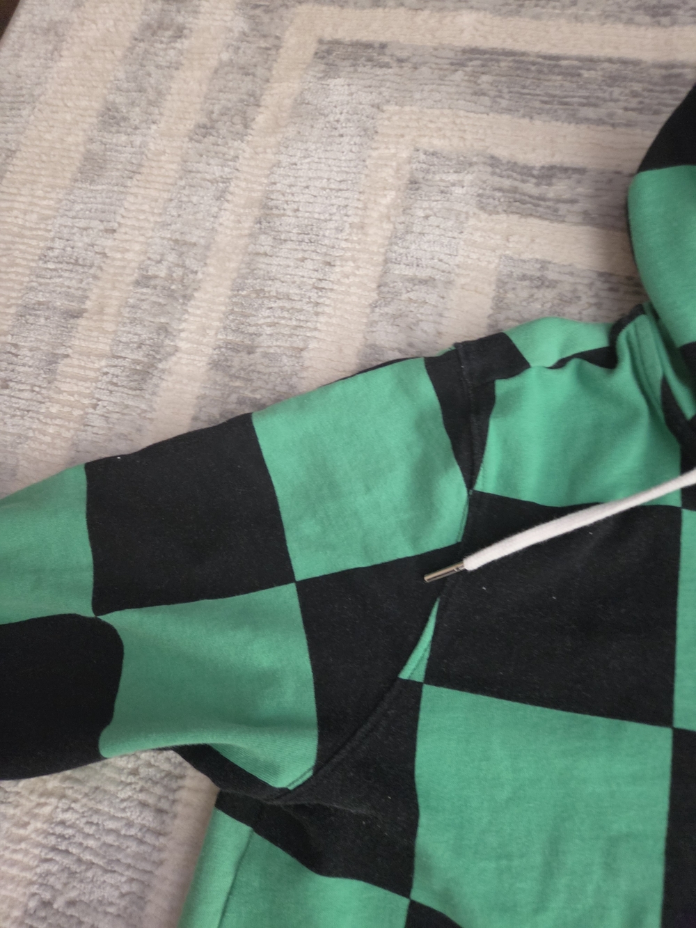 Y2K Demon Slayer Anime Checked Zip Up Hoodie - Picture 9 of 9